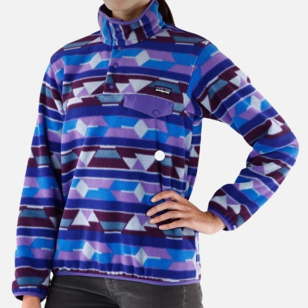 Patagonia Fleece Womens Medium Synchilla Snap T Aztec Southwest Gorp Colorful - Picture 10 of 10